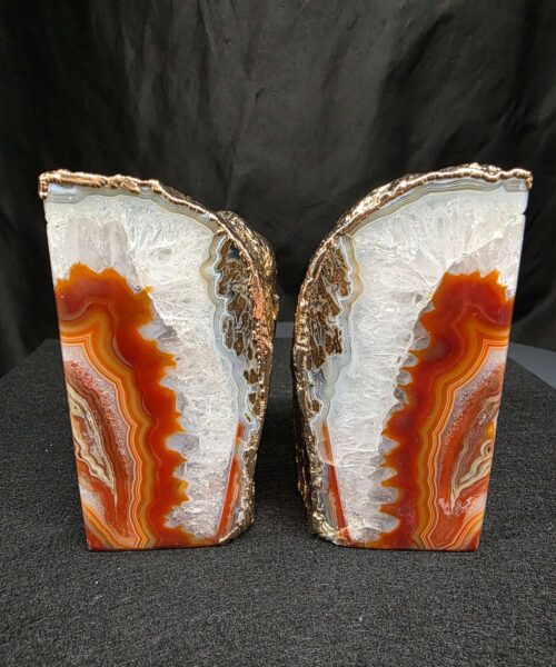 Red Agate 24ct Gold Edge Microcrystalline Quartz Premium Bookends 1 Ornament Handpicked Size is 1.977kg H11xW18xD6cm - Image 8