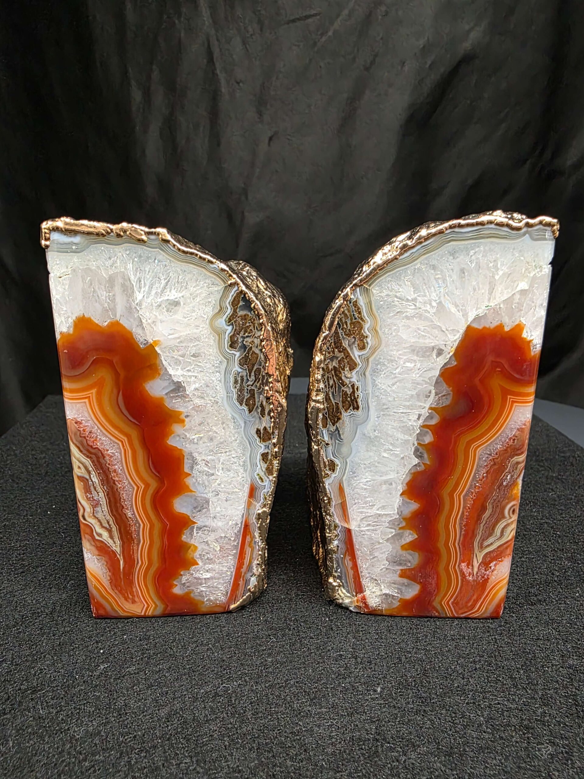 Red Agate 24ct Gold Edge Microcrystalline Quartz Premium Bookends 1 Ornament Handpicked Size is 1.977kg H11xW18xD6cm - Image 8