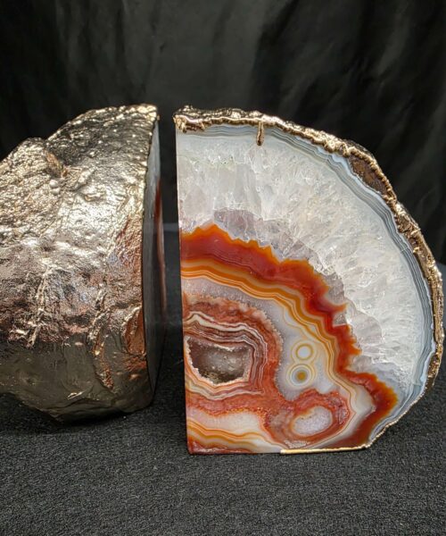 Red Agate 24ct Gold Edge Microcrystalline Quartz Premium Bookends 1 Ornament Handpicked Size is 1.977kg H11xW18xD6cm - Image 9