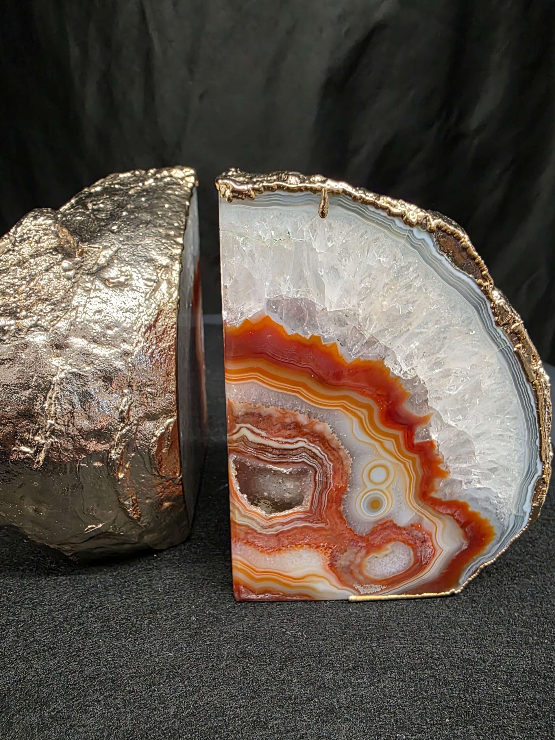 Red Agate 24ct Gold Edge Microcrystalline Quartz Premium Bookends 1 Ornament Handpicked Size is 1.977kg H11xW18xD6cm - Image 9
