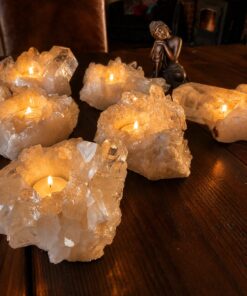 Clear Crystal Quartz Rock Crystal Candle