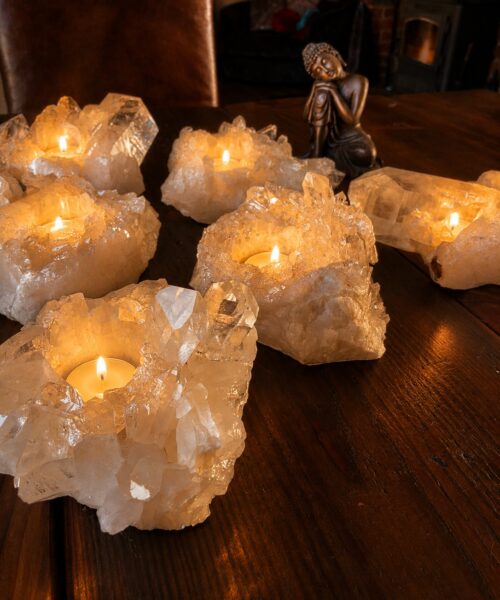 Clear Crystal Quartz Rock Crystal Candle