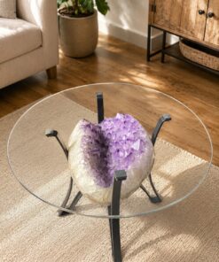 Amethyst Geode Table 3 – 21kg - H41xW30xH16cm Druzy Cluster Purple