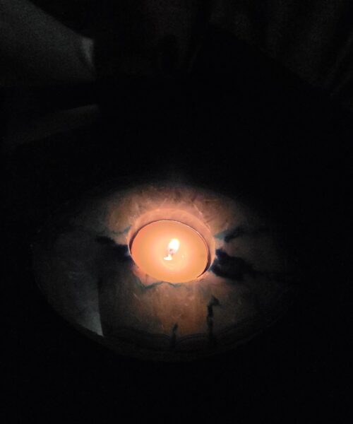 Teal Agate Slice Candle 1 Handpicked 401g H2xW12xD10cm Microcrystalline Quartz Tealight Holder Ornament - Image 9