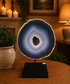 Premium Agate Geode on Stand 12 – 3.375g - H16xW15.5xD10cm