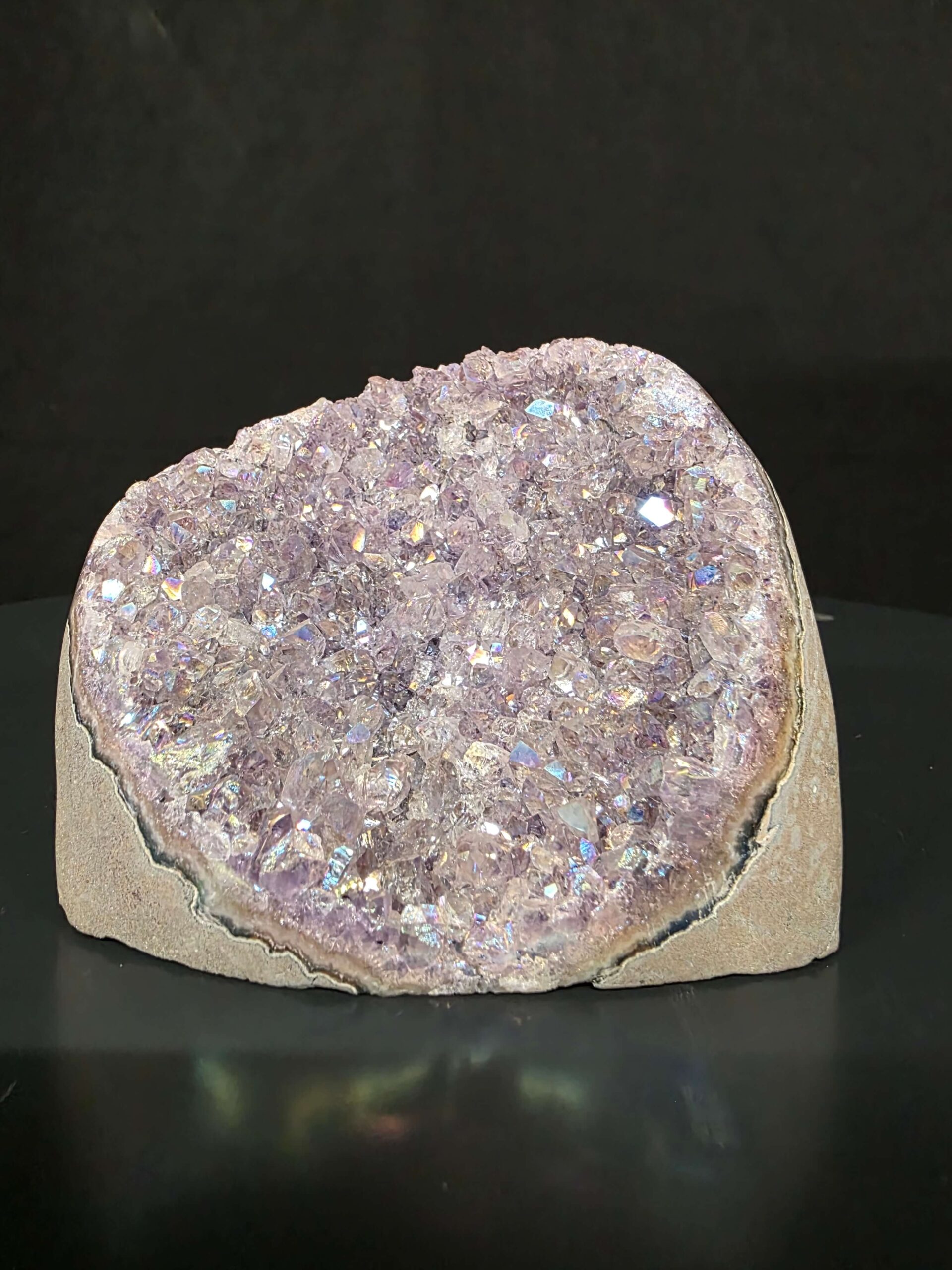 Premium High Grade Amethyst Angel Aura Druzy 260 Mini Geode Cluster Piece Cut Base 592g H7.5xW10xD7cm - Image 2