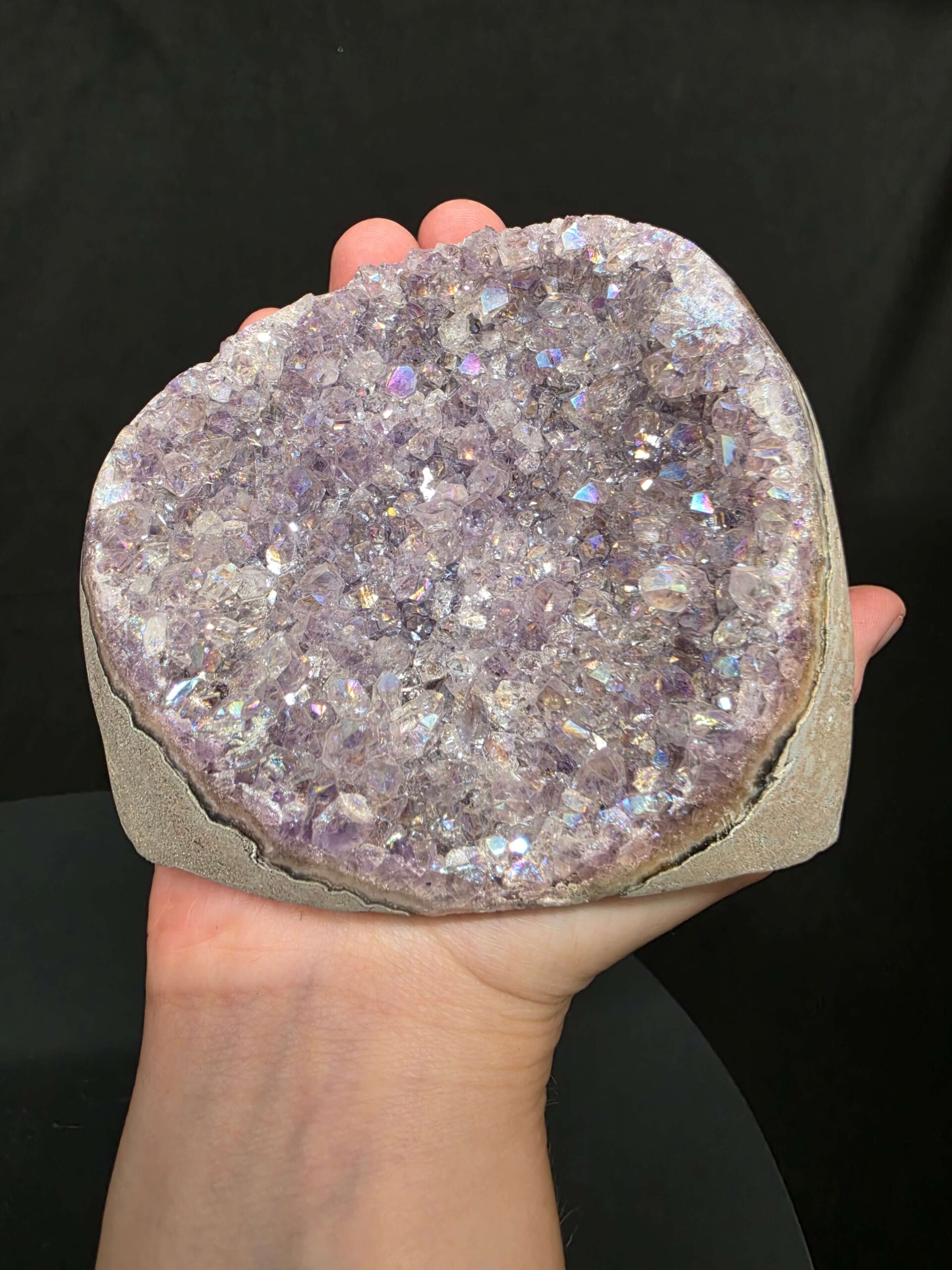 Premium High Grade Amethyst Angel Aura Druzy 260 Mini Geode Cluster Piece Cut Base 592g H7.5xW10xD7cm - Image 7