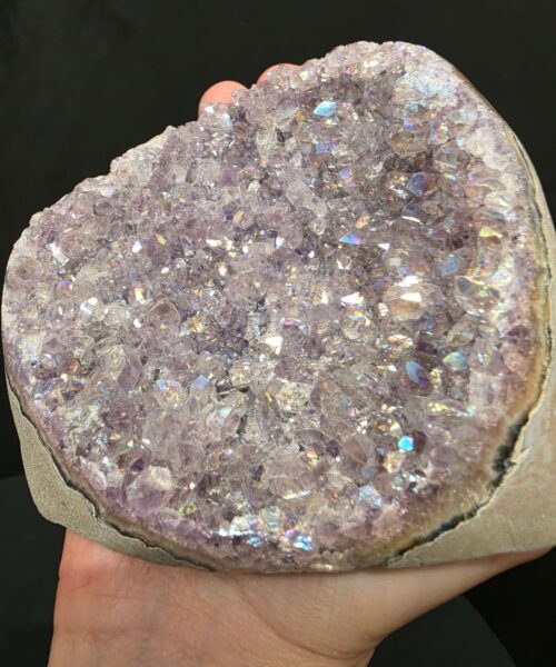 Premium High Grade Amethyst Angel Aura Druzy 260 Mini Geode Cluster Piece Cut Base 592g H7.5xW10xD7cm - Image 6