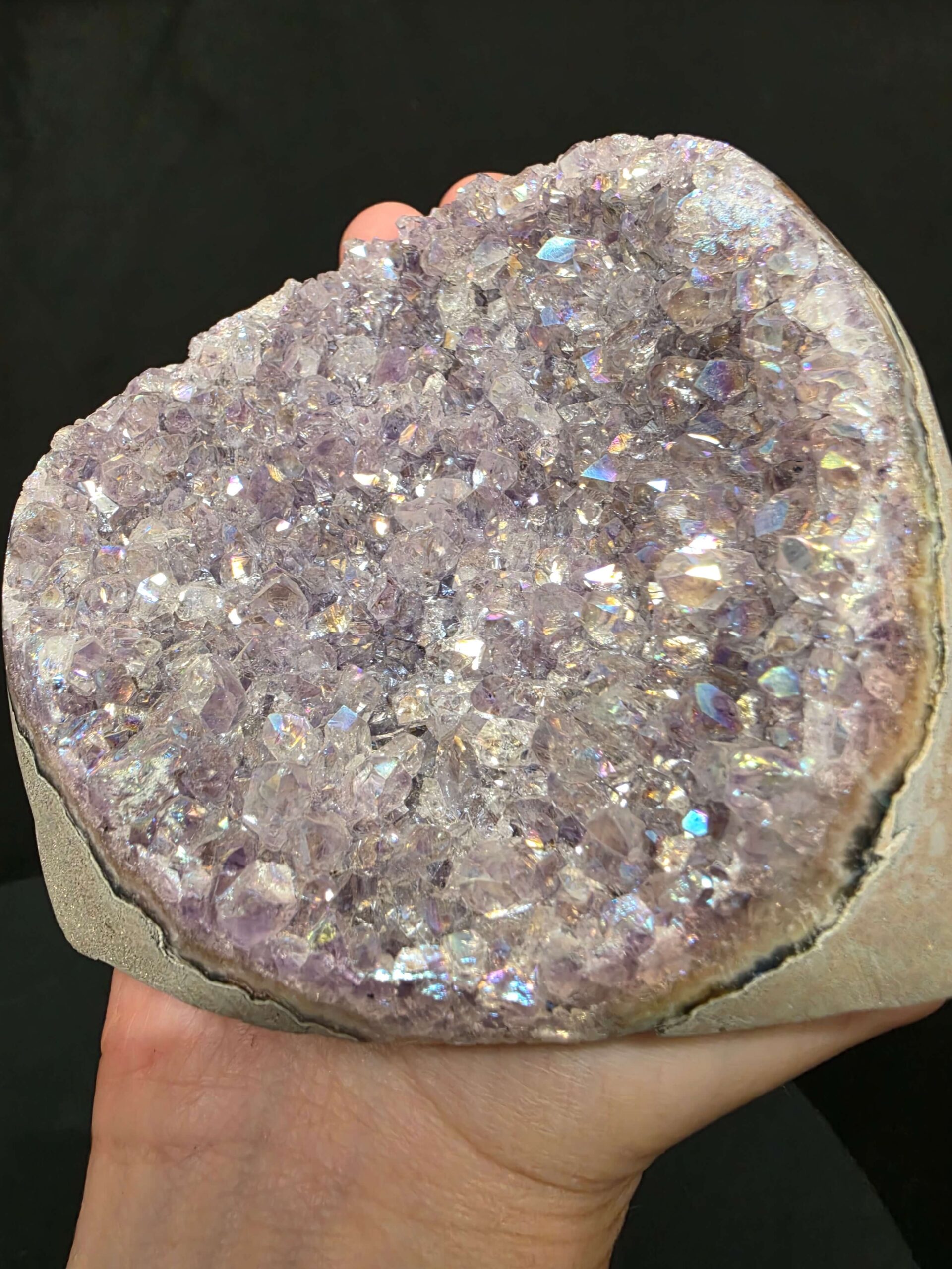 Premium High Grade Amethyst Angel Aura Druzy 260 Mini Geode Cluster Piece Cut Base 592g H7.5xW10xD7cm - Image 6