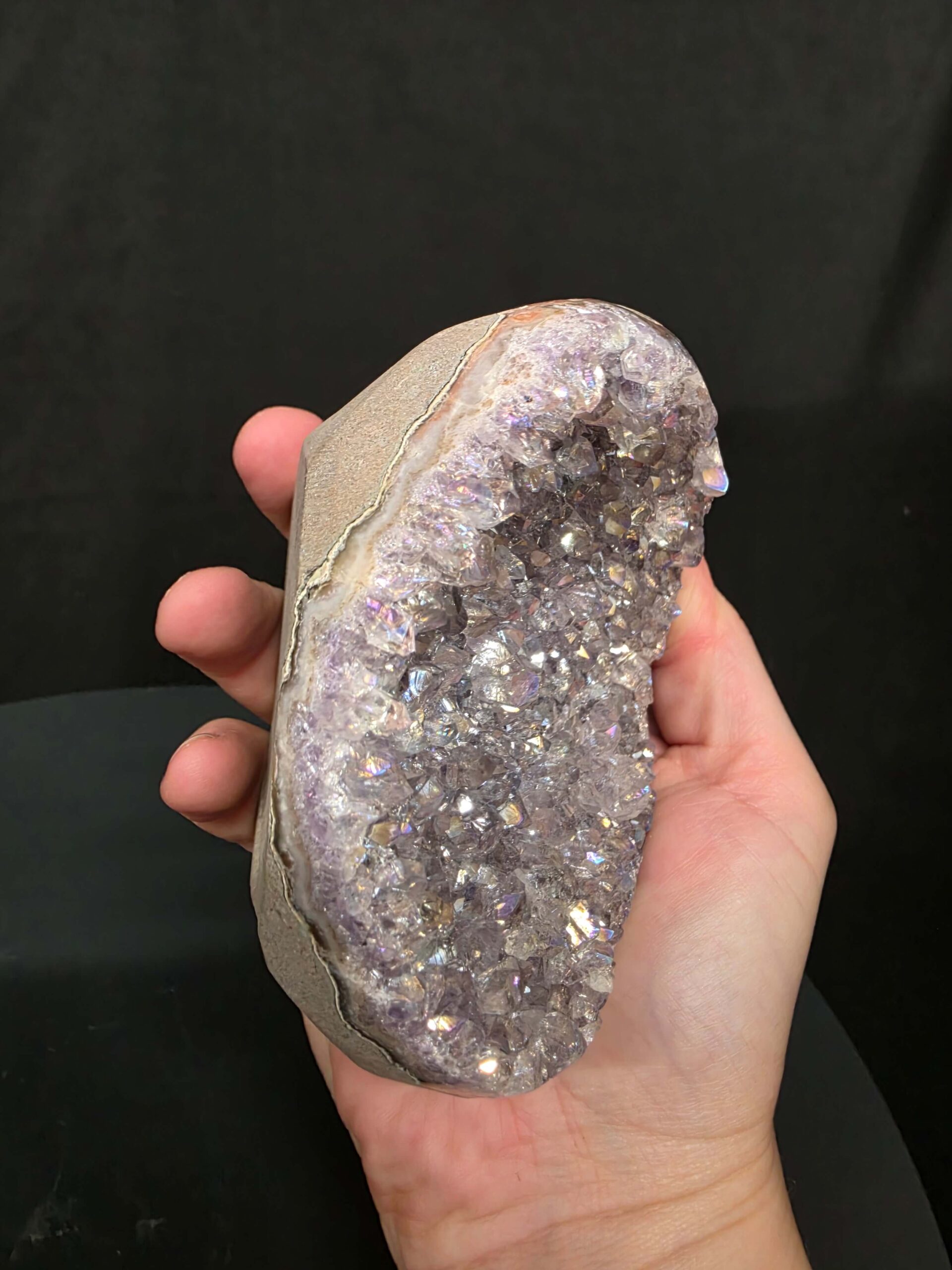 Premium High Grade Amethyst Angel Aura Druzy 260 Mini Geode Cluster Piece Cut Base 592g H7.5xW10xD7cm - Image 5