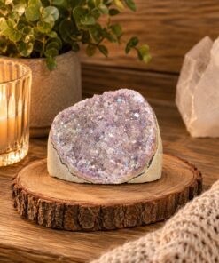 Premium High Grade Amethyst Angel Aura Druzy 261 Mini Geode Cluster Piece Cut Base 585g H8xW8xD7.5cm