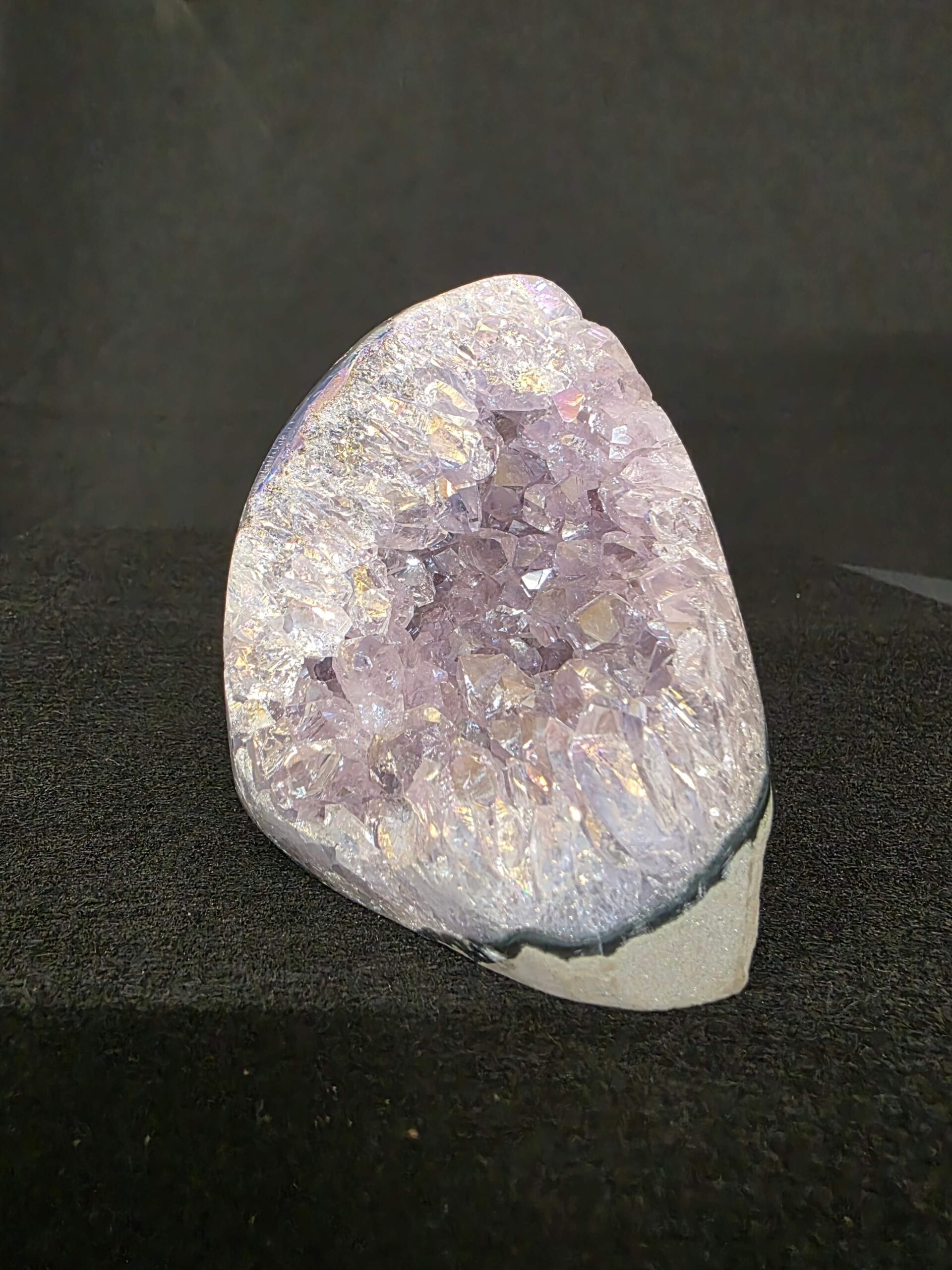 Premium High Grade Amethyst Angel Aura Druzy 261 Mini Geode Cluster Piece Cut Base 585g H8xW8xD7.5cm - Image 2