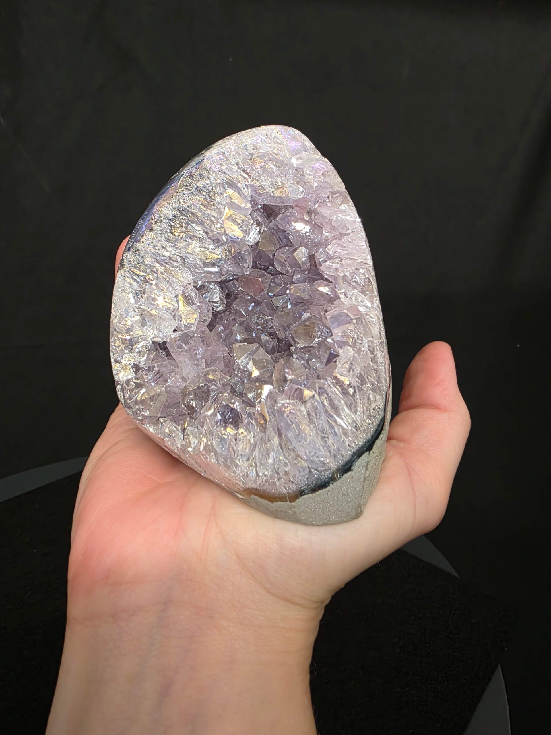 Premium High Grade Amethyst Angel Aura Druzy 261 Mini Geode Cluster Piece Cut Base 585g H8xW8xD7.5cm - Image 7