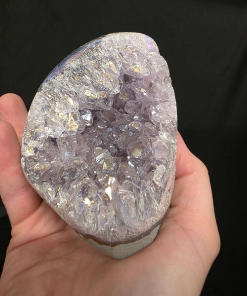 Premium High Grade Amethyst Angel Aura Druzy 261 Mini Geode Cluster Piece Cut Base 585g H8xW8xD7.5cm - Image 9