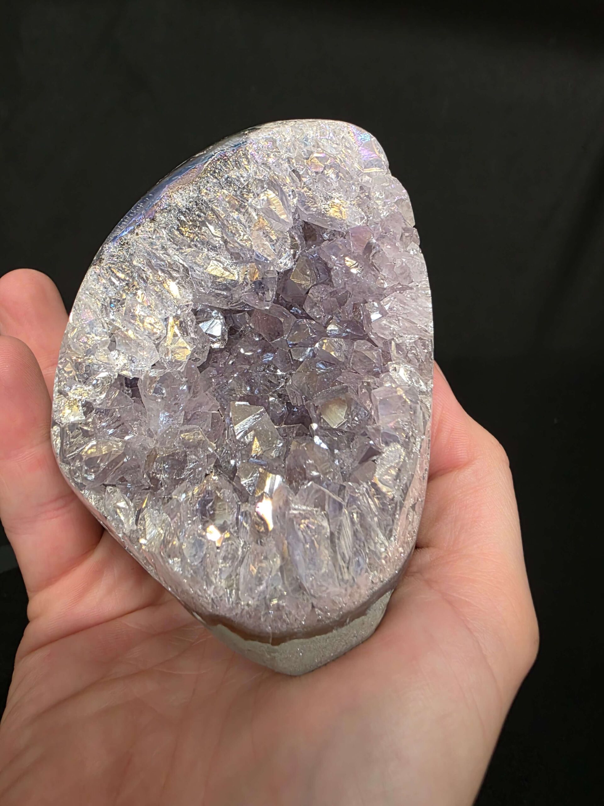 Premium High Grade Amethyst Angel Aura Druzy 261 Mini Geode Cluster Piece Cut Base 585g H8xW8xD7.5cm - Image 9