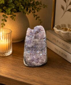 Premium High Grade Amethyst Angel Aura Druzy 262 Mini Geode Cluster Piece Cut Base 432g H9xW5xD7.5cm