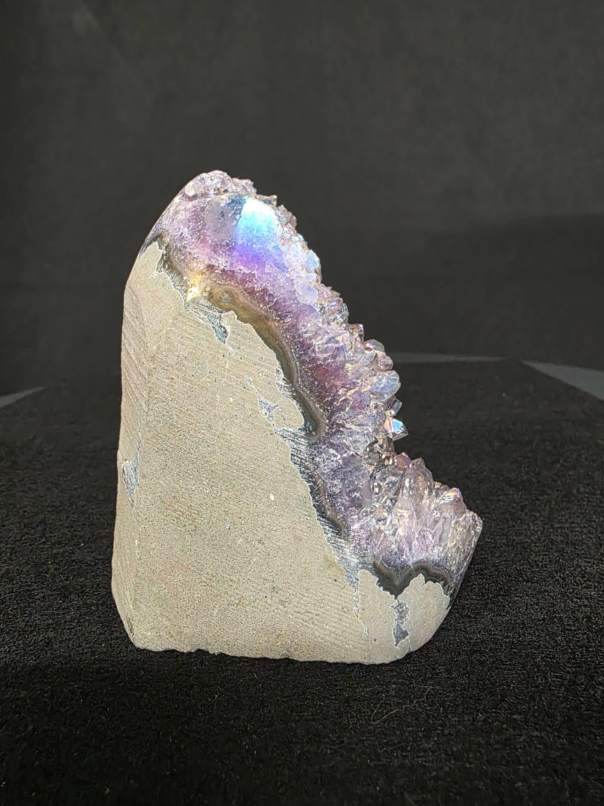 Premium High Grade Amethyst Angel Aura Druzy 262 Mini Geode Cluster Piece Cut Base 432g H9xW5xD7.5cm - Image 3