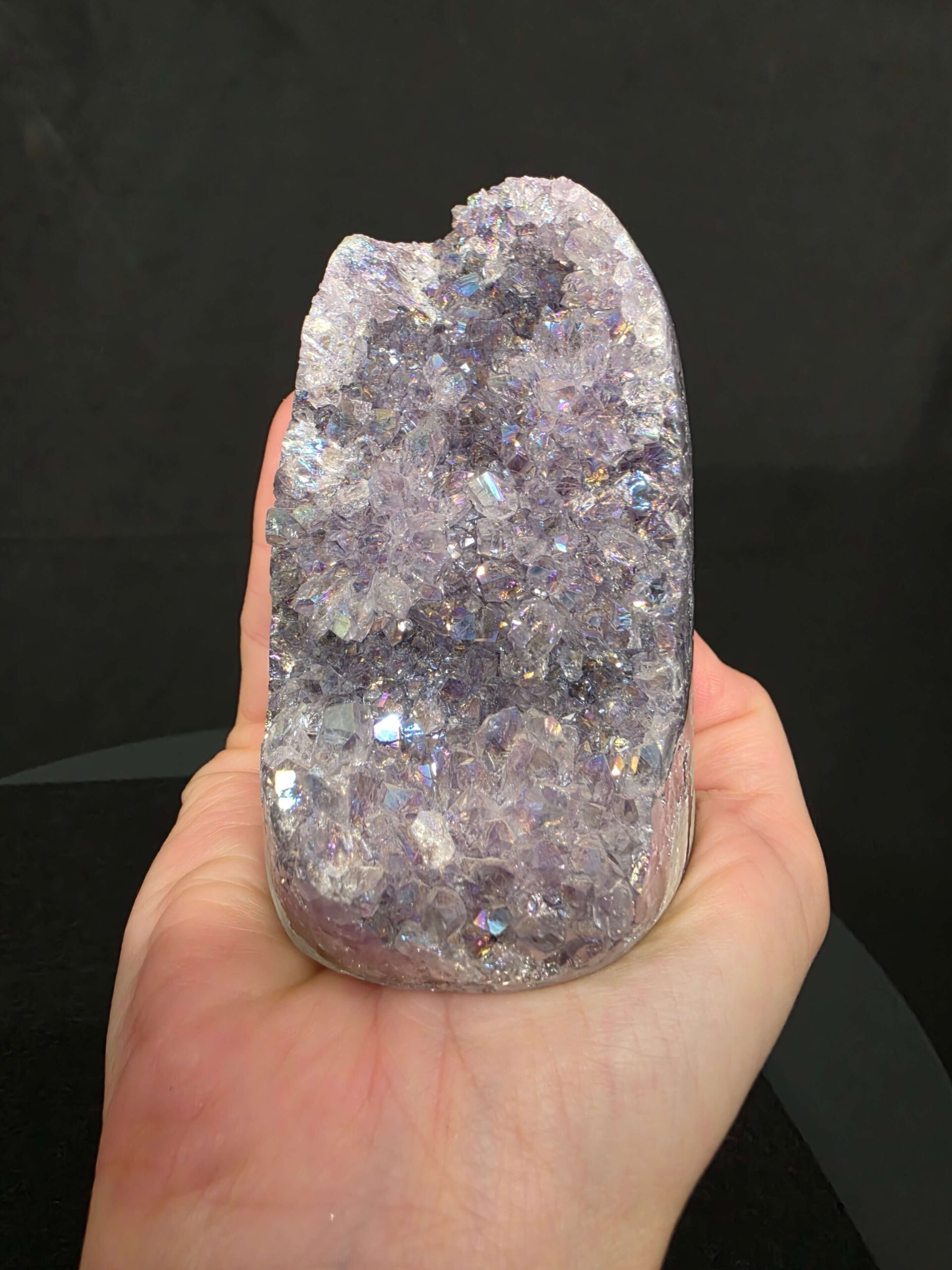 Premium High Grade Amethyst Angel Aura Druzy 262 Mini Geode Cluster Piece Cut Base 432g H9xW5xD7.5cm - Image 6