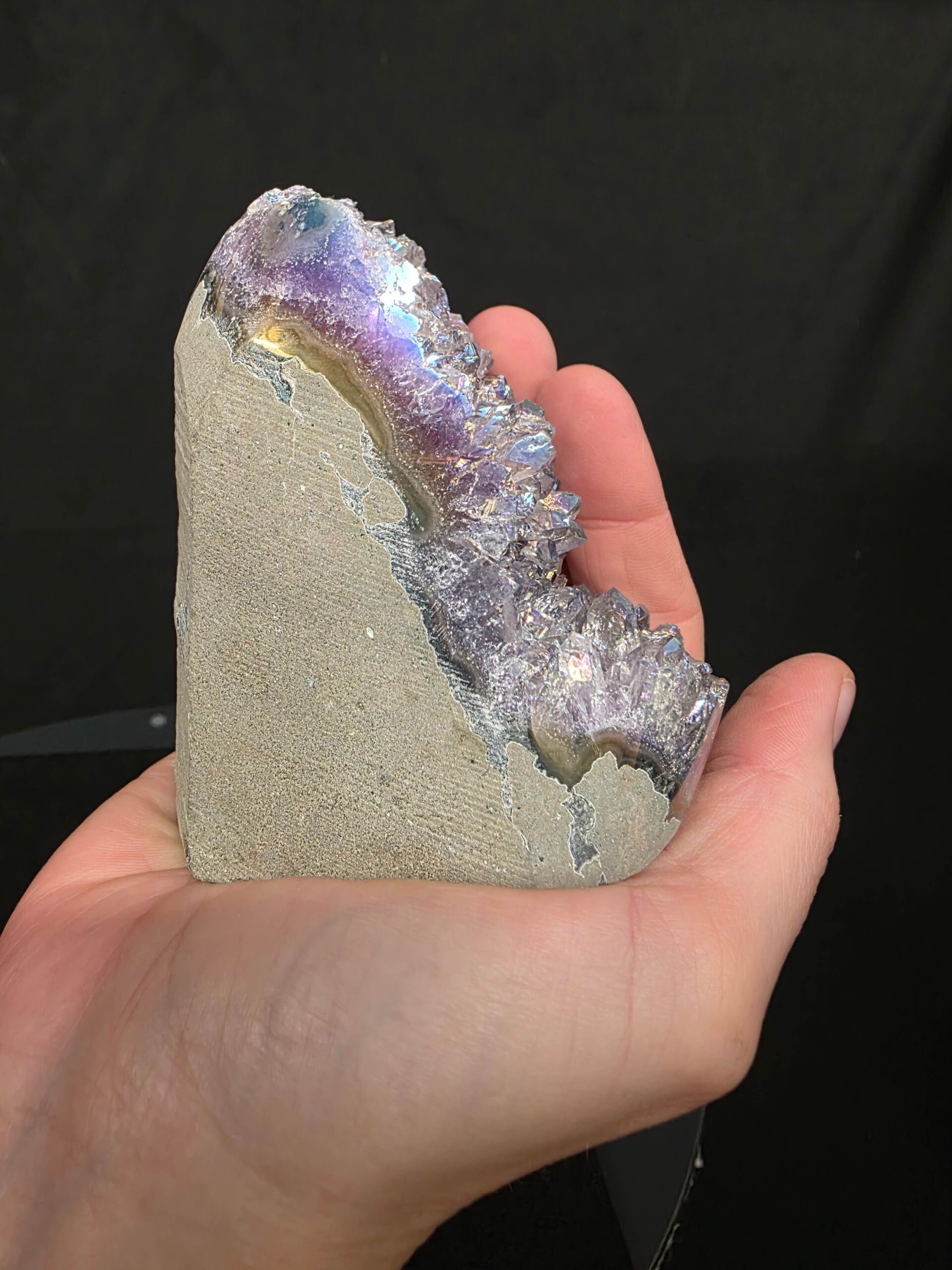 Premium High Grade Amethyst Angel Aura Druzy 262 Mini Geode Cluster Piece Cut Base 432g H9xW5xD7.5cm - Image 7