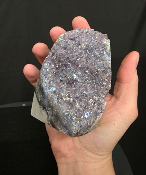Premium High Grade Amethyst Angel Aura Druzy 263 Mini Geode Cluster Piece Cut Base 502g H8.5xW6.5xD7.5cm - Image 8