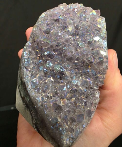 Premium High Grade Amethyst Angel Aura Druzy 263 Mini Geode Cluster Piece Cut Base 502g H8.5xW6.5xD7.5cm - Image 9