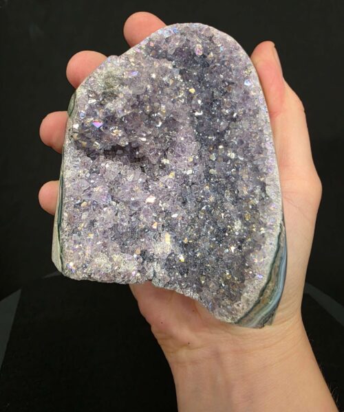 Premium High Grade Amethyst Angel Aura Druzy 264 Mini Geode Cluster Piece Cut Base 401g H9.5xW7xD7cm - Image 7