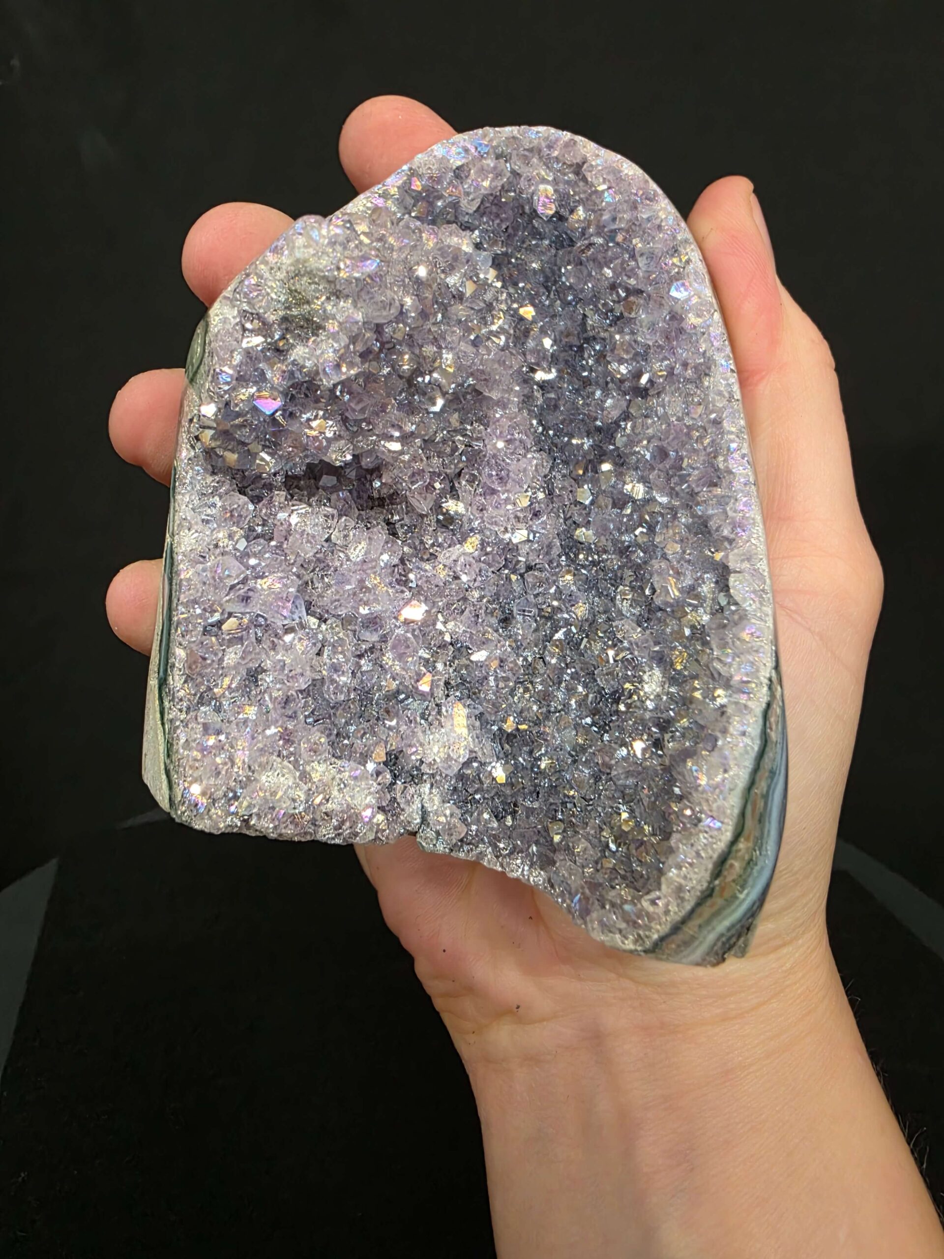 Premium High Grade Amethyst Angel Aura Druzy 264 Mini Geode Cluster Piece Cut Base 401g H9.5xW7xD7cm - Image 7