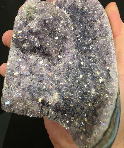 Premium High Grade Amethyst Angel Aura Druzy 264 Mini Geode Cluster Piece Cut Base 401g H9.5xW7xD7cm - Image 8