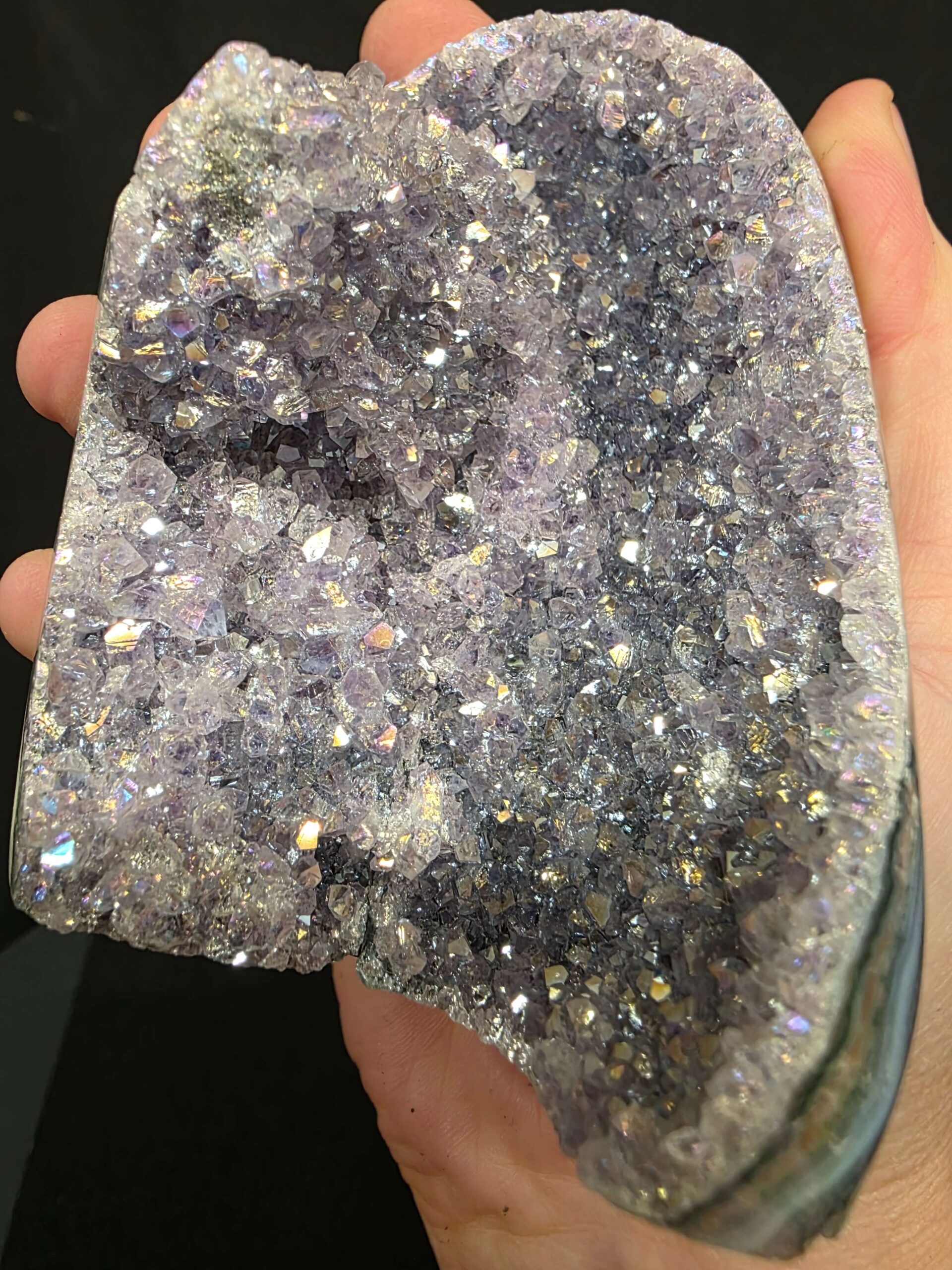 Premium High Grade Amethyst Angel Aura Druzy 264 Mini Geode Cluster Piece Cut Base 401g H9.5xW7xD7cm - Image 8