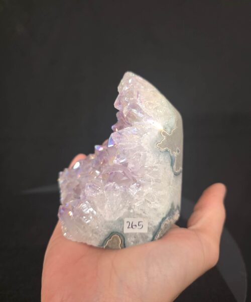 Premium High Grade Amethyst Angel Aura Druzy 265 Mini Geode Cluster Piece Cut Base 621g H9xW8xD8cm - Image 8