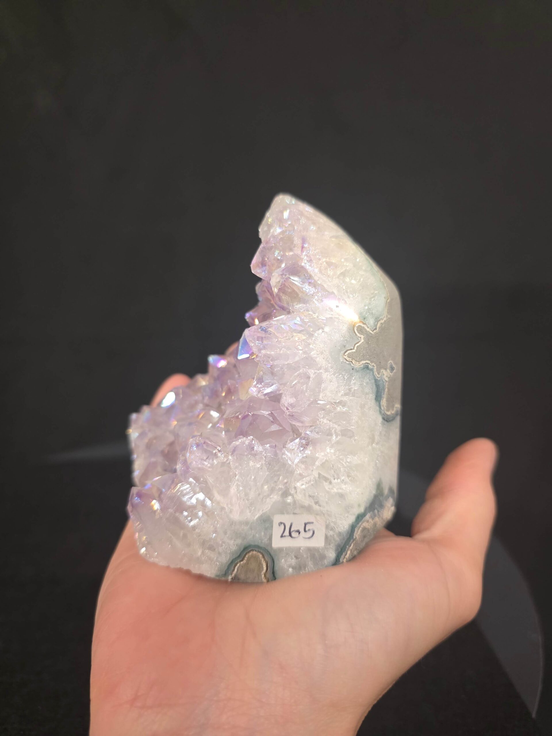 Premium High Grade Amethyst Angel Aura Druzy 265 Mini Geode Cluster Piece Cut Base 621g H9xW8xD8cm - Image 8