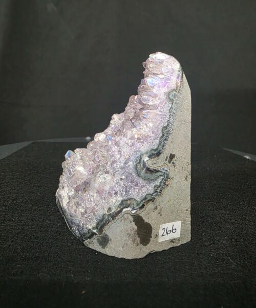 Premium High Grade Amethyst Angel Aura Druzy 266 Mini Geode Cluster Piece Cut Base 553g H10xW6xD8cm - Image 3