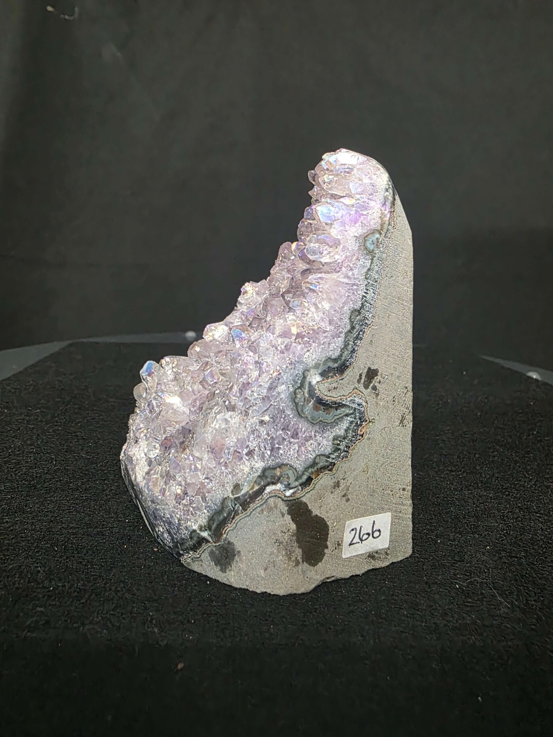 Premium High Grade Amethyst Angel Aura Druzy 266 Mini Geode Cluster Piece Cut Base 553g H10xW6xD8cm - Image 3