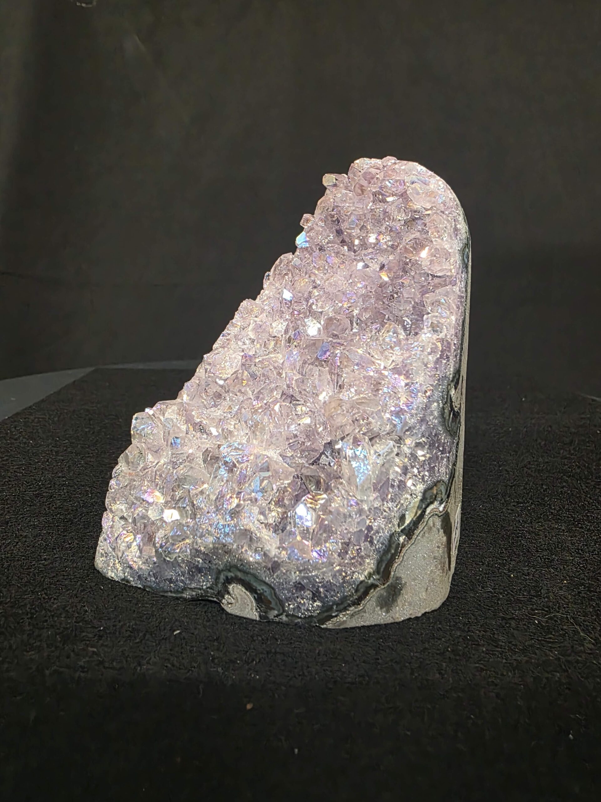 Premium High Grade Amethyst Angel Aura Druzy 266 Mini Geode Cluster Piece Cut Base 553g H10xW6xD8cm - Image 7