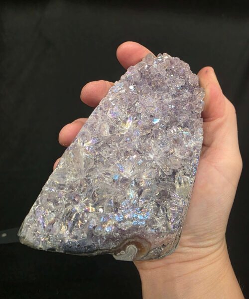 Premium High Grade Amethyst Angel Aura Druzy 266 Mini Geode Cluster Piece Cut Base 553g H10xW6xD8cm - Image 8