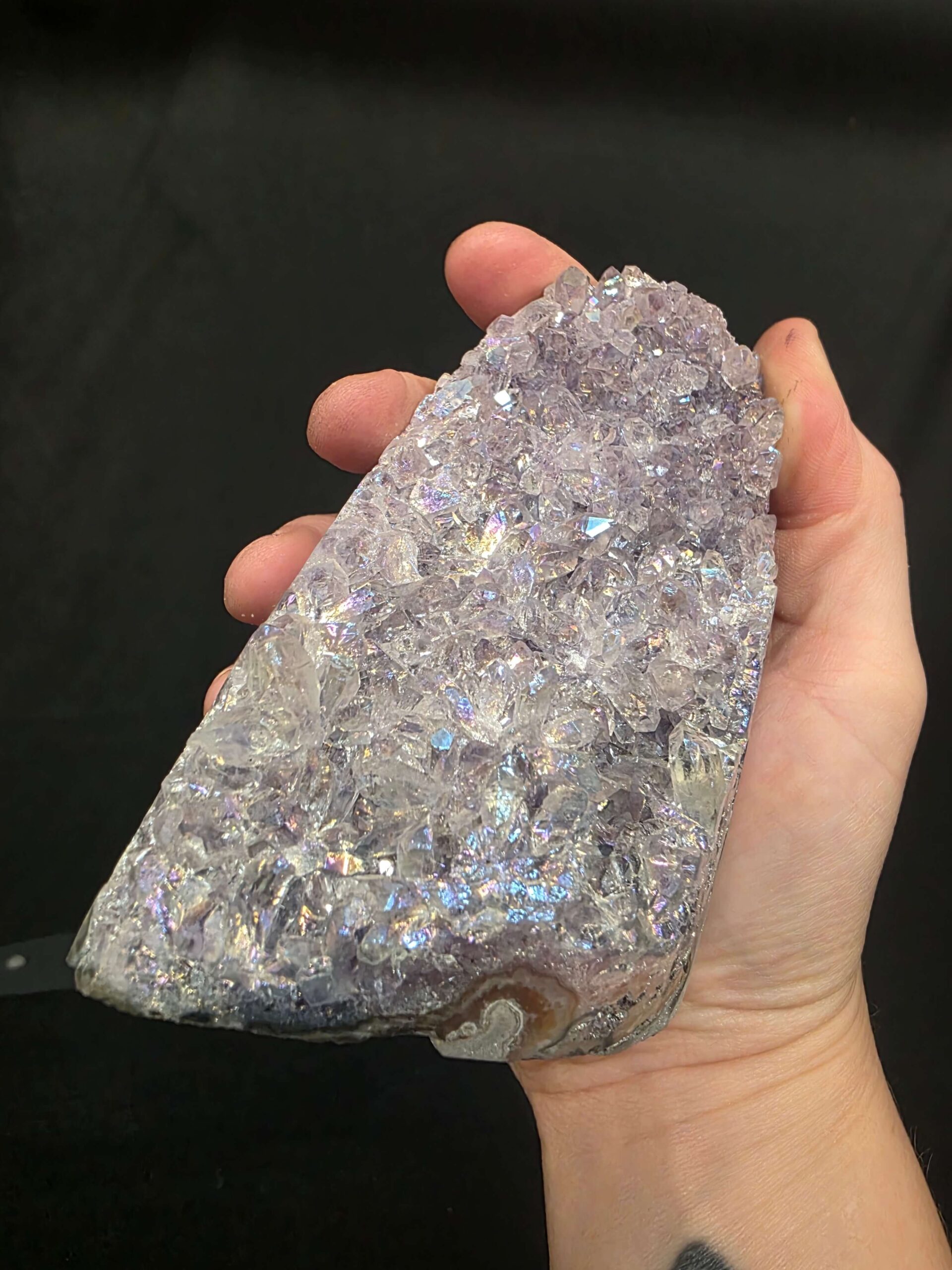 Premium High Grade Amethyst Angel Aura Druzy 266 Mini Geode Cluster Piece Cut Base 553g H10xW6xD8cm - Image 8