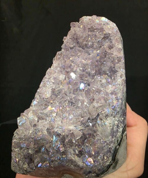 Premium High Grade Amethyst Angel Aura Druzy 266 Mini Geode Cluster Piece Cut Base 553g H10xW6xD8cm - Image 9