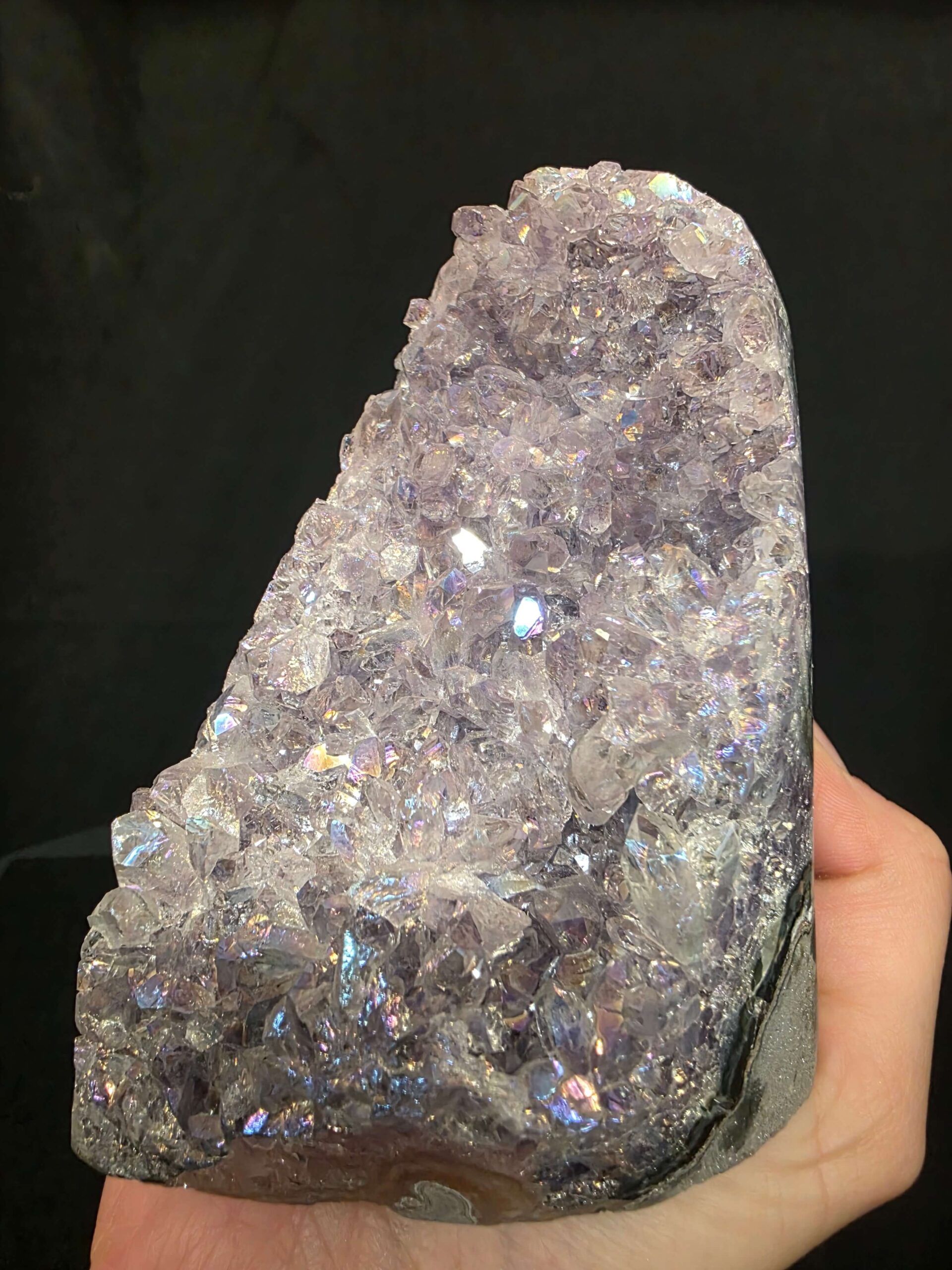 Premium High Grade Amethyst Angel Aura Druzy 266 Mini Geode Cluster Piece Cut Base 553g H10xW6xD8cm - Image 9