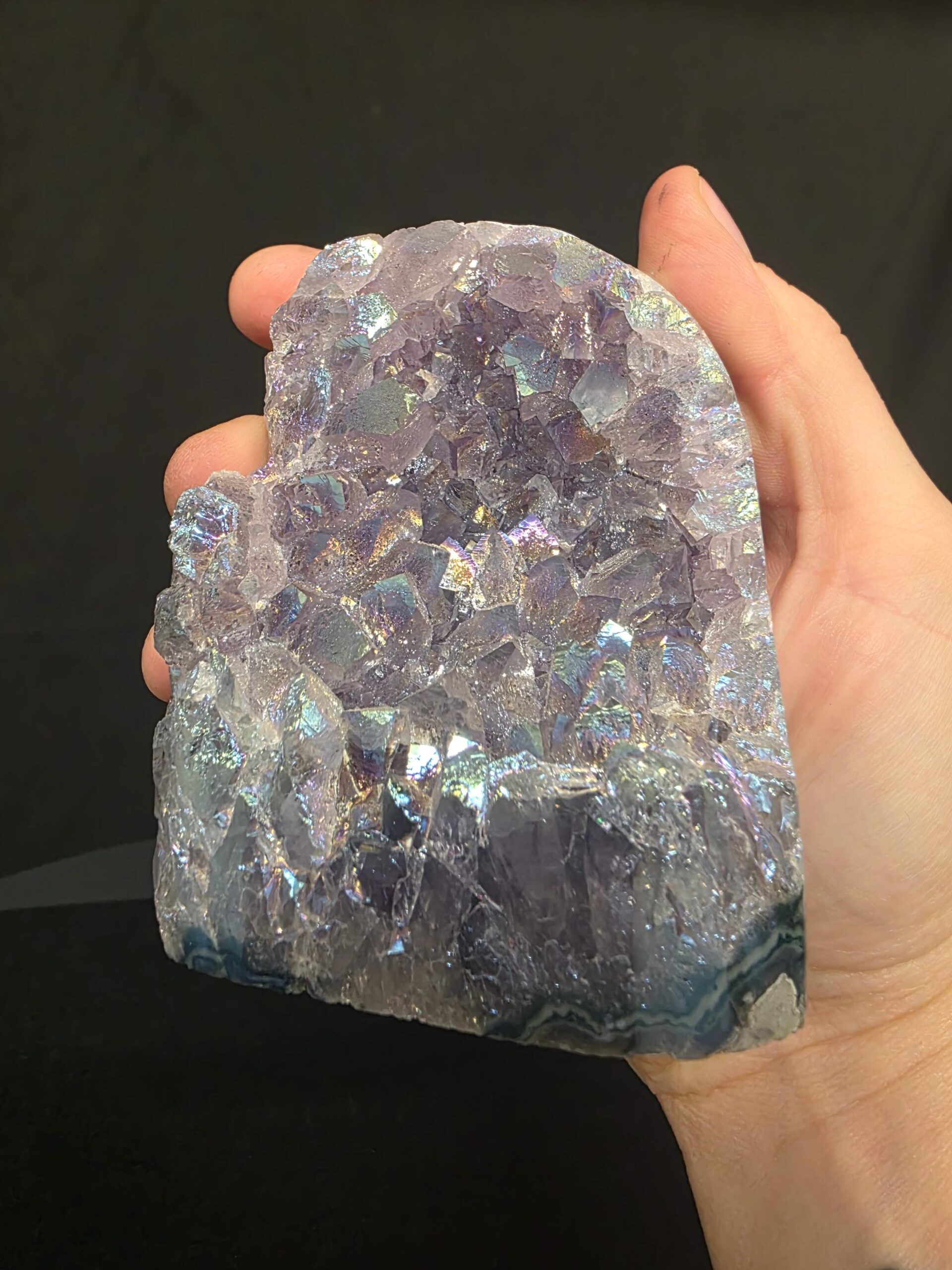 Premium High Grade Amethyst Angel Aura Druzy 267 Mini Geode Cluster Piece Cut Base 462g H8xW6.5xD7.5cm - Image 7