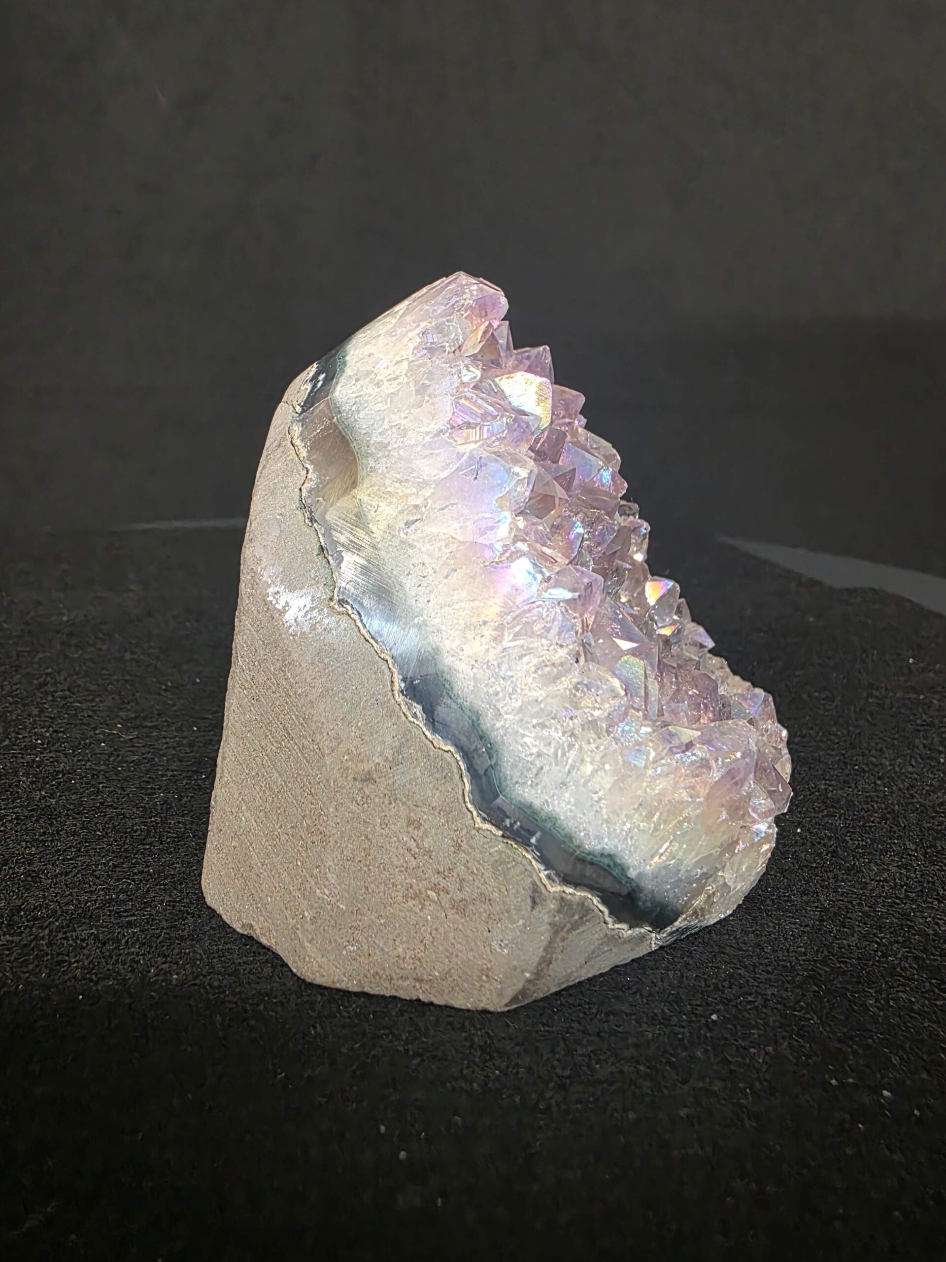 Premium High Grade Amethyst Angel Aura Druzy 268 Mini Geode Cluster Piece Cut Base 459g H8xW8xD7cm - Image 3