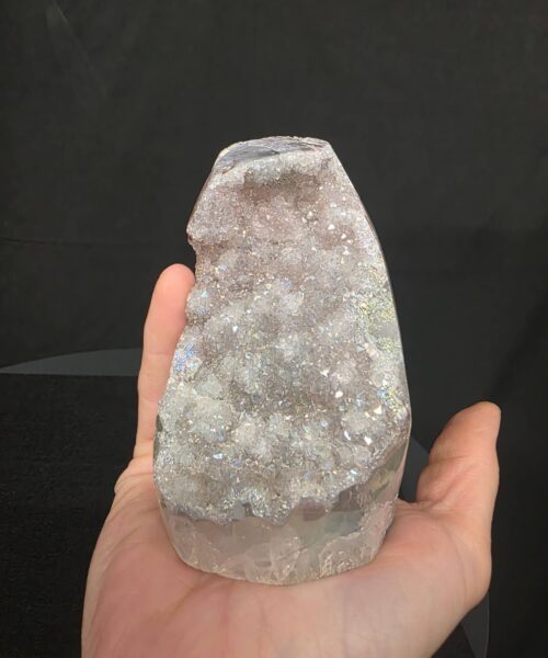 Premium High Grade Amethyst Angel Aura Druzy 269 Mini Geode Cluster Piece Cut Base 543g H9.5xW6xD7.5cm - Image 8