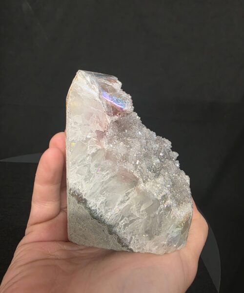 Premium High Grade Amethyst Angel Aura Druzy 269 Mini Geode Cluster Piece Cut Base 543g H9.5xW6xD7.5cm - Image 9