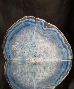 Blue Agate Silver Edge Microcrystalline Quartz Premium Bookends 3 Ornament Handpicked Size 1.659kg H13xW21xD5cm