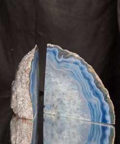 Blue Agate Silver Edge Microcrystalline Quartz Premium Bookends 3 Ornament Handpicked Size 1.659kg H13xW21xD5cm - Image 10