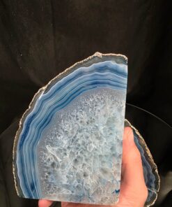 Blue Agate Silver Edge Microcrystalline Quartz Premium Bookends 3 Ornament Handpicked Size 1.659kg H13xW21xD5cm - Image 8