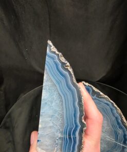 Blue Agate Silver Edge Microcrystalline Quartz Premium Bookends 3 Ornament Handpicked Size 1.659kg H13xW21xD5cm - Image 9
