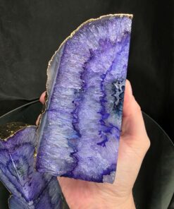 Purple Agate 24ct Gold Edge Microcrystalline Quartz Premium Bookends 2 Ornament Handpicked Size 1.703kg H11.5xW14xD6cm - Image 10