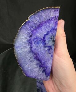 Purple Agate 24ct Gold Edge Microcrystalline Quartz Premium Bookends 2 Ornament Handpicked Size 1.703kg H11.5xW14xD6cm - Image 11
