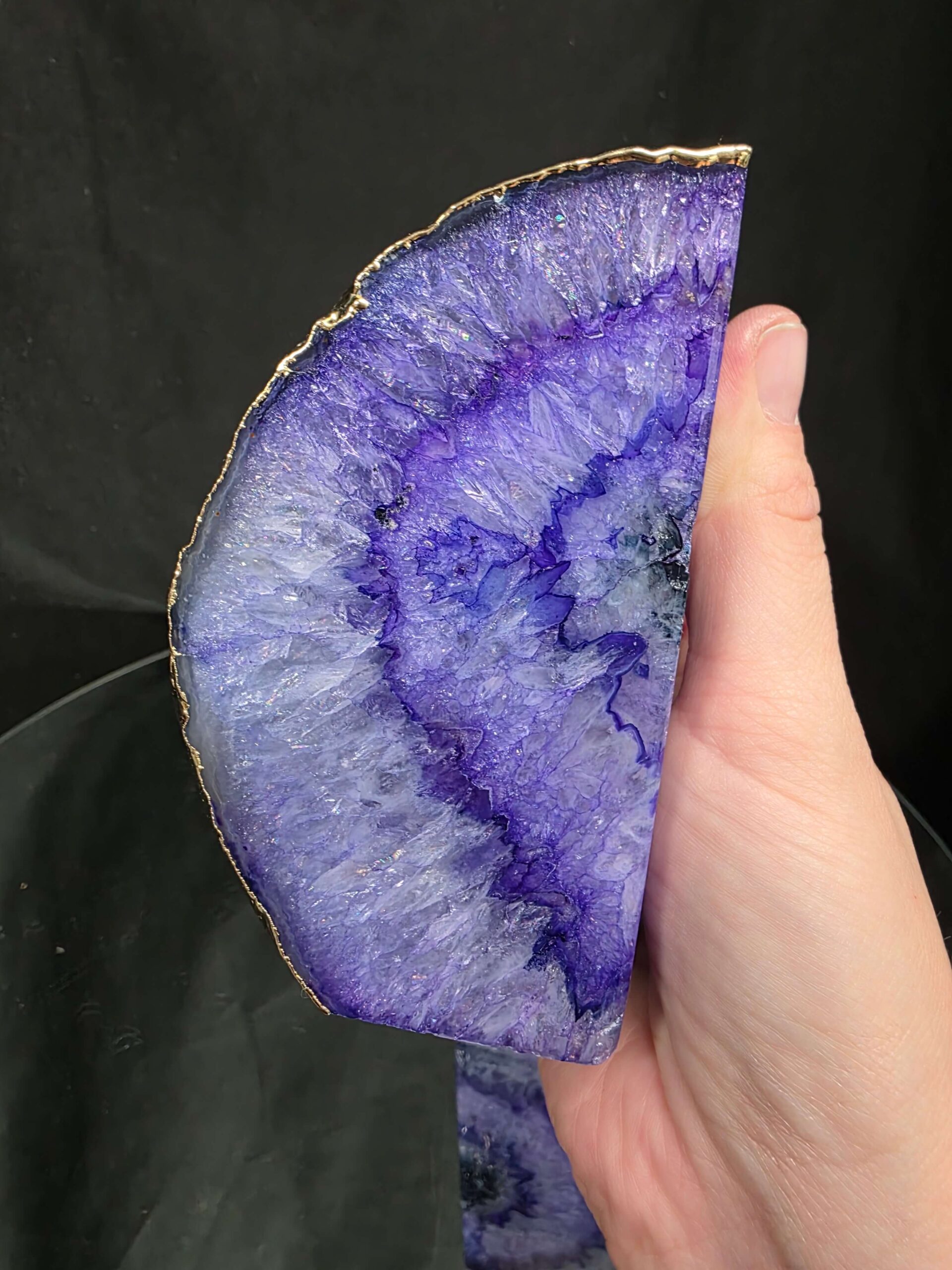 Purple Agate 24ct Gold Edge Microcrystalline Quartz Premium Bookends 2 Ornament Handpicked Size 1.703kg H11.5xW14xD6cm - Image 11