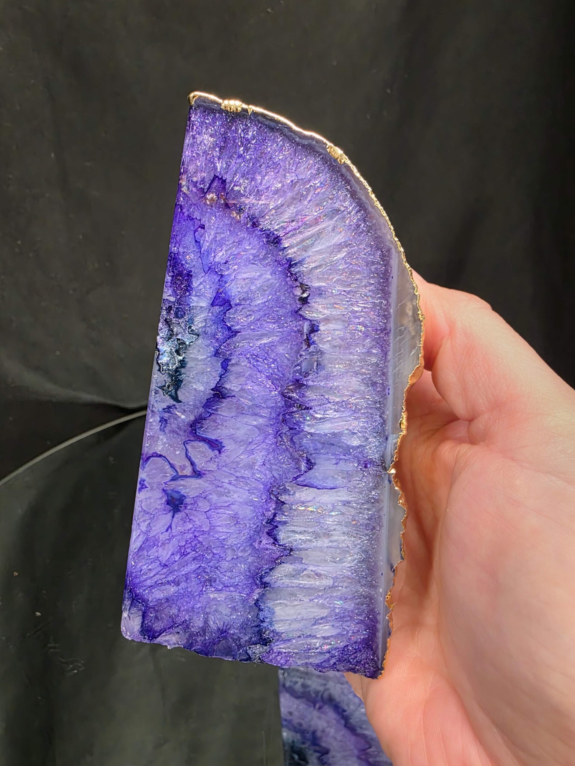 Purple Agate 24ct Gold Edge Microcrystalline Quartz Premium Bookends 2 Ornament Handpicked Size 1.703kg H11.5xW14xD6cm - Image 12